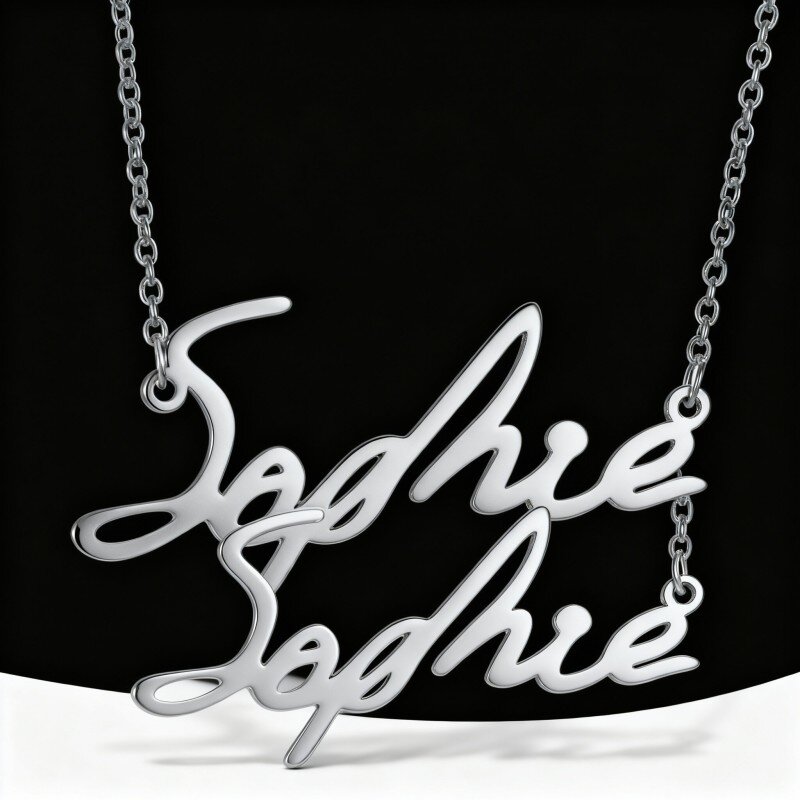 10K White Gold Personalized Classic Name Pendant Necklace-1