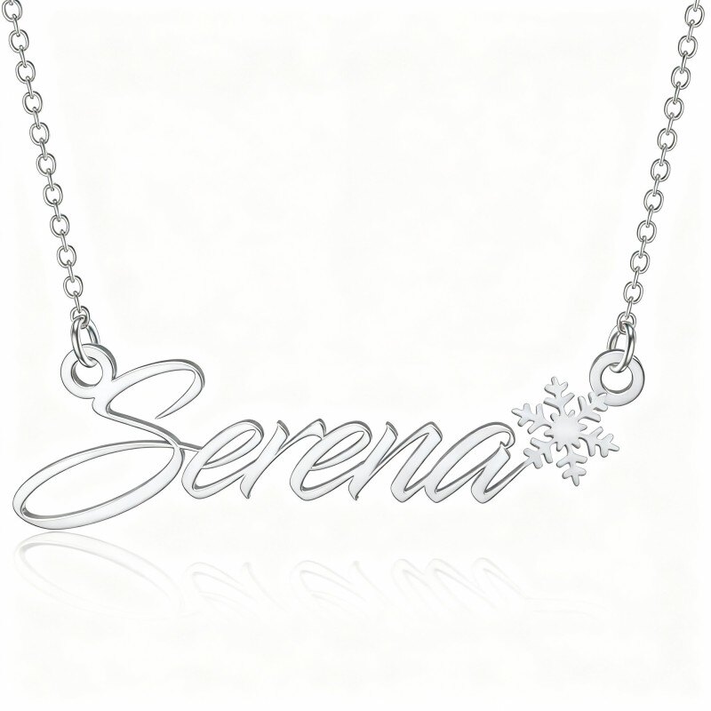 Personalisierte klassische Namensanhänger-Halskette aus 10-karätigem Weißgold-1