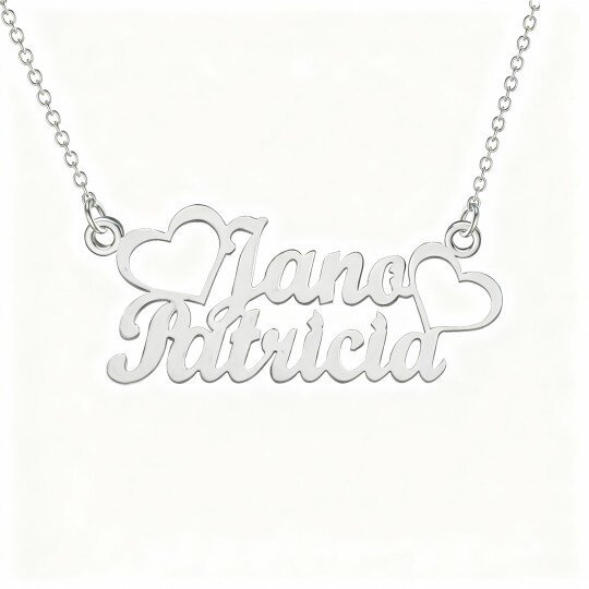 Colar com Pendente Clássico Personalizado com Nome em Ouro Branco 10K