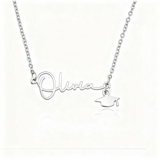 10K White Gold Personalized Classic Name Pendant Necklace