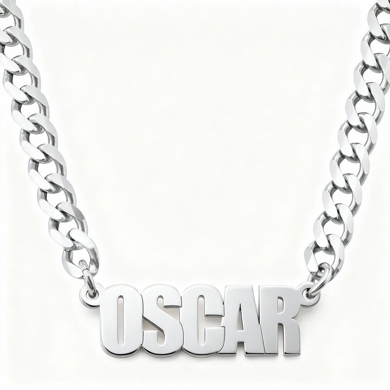 18K White Gold Personalized Classic Name Pendant Necklace-1