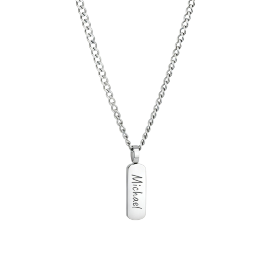 Collar con colgante clásico personalizado con nombre en oro blanco de 10 quilates