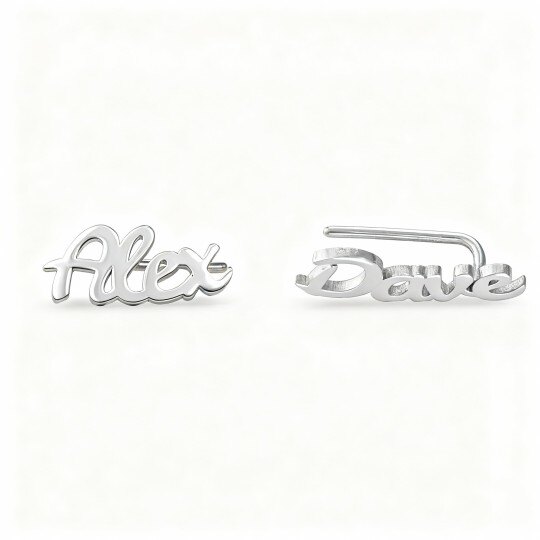 Personalisierte Namensohrstecker aus 10-karätigem Weißgold