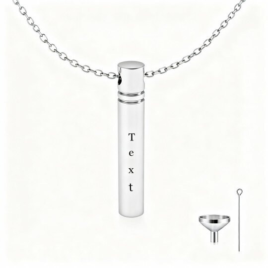 Colar com urna personalizada em ouro branco 10K para cinzas.