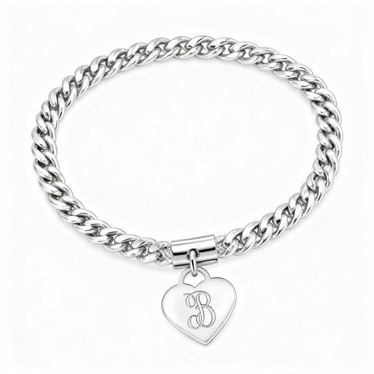 Pulseira de berloques personalizada com gravação em ouro branco 10K