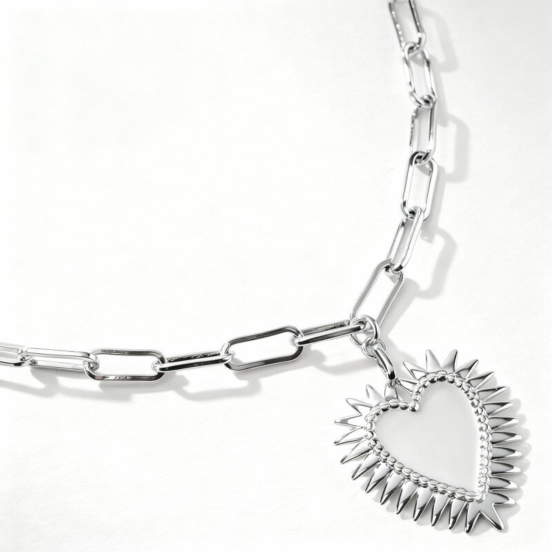 10K White Gold Personalized Engraving & Couple & Heart Pendant Necklace-1