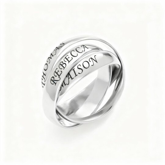 10Kホワイトゴールド パーソナライズ刻印エンゲージリング