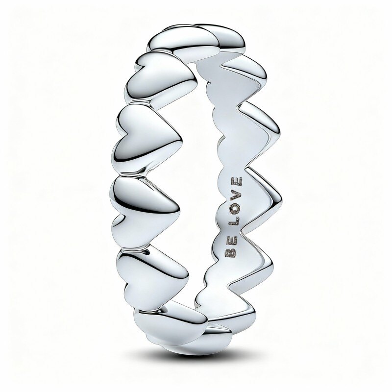 Platinring mit weißgoldplattierter, personalisierter Gravur und Herz-mit-Herz-Ring-1