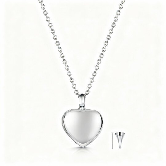 Collier en or blanc 10 carats avec gravure personnalisée et urne en forme de cœur pour cendres