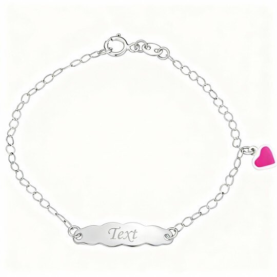 10K White Gold Personalized Engraving Identification Bracelet