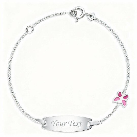 10K White Gold Personalized Engraving Identification Bracelet