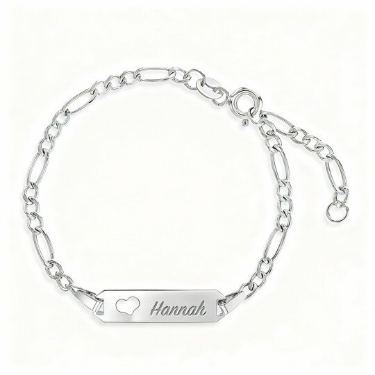 10K White Gold Personalized Engraving Identification Bracelet