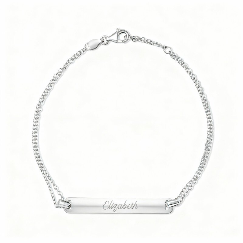 Personalisiertes Identifikationsarmband aus 10-karätigem Weißgold mit Gravur-2