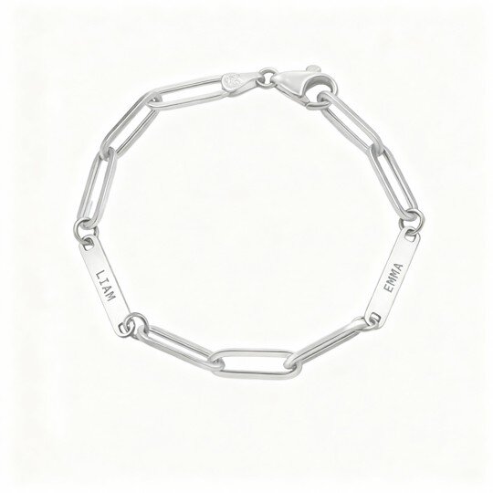 Pulseira de Identificação Personalizada com Gravação em Ouro Branco 10K