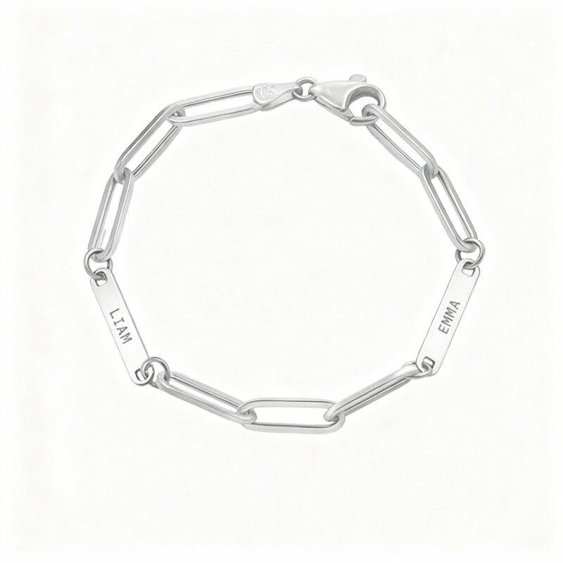 Pulsera de identificación grabada personalizada en oro blanco de 18 quilates-1