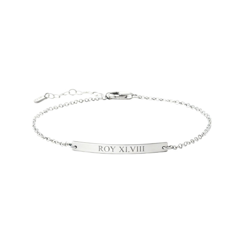 Pulsera de identificación personalizada grabada en oro blanco de 10 quilates-1