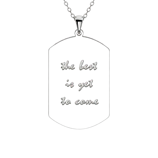 10K White Gold Personalized Engraving Pendant Necklace for Men