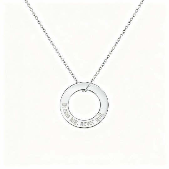 Colar com pendente personalizado gravado em ouro branco 9K