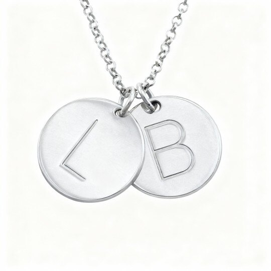 10Kホワイトゴールド パーソナライズ彫刻ペンダントネックレス