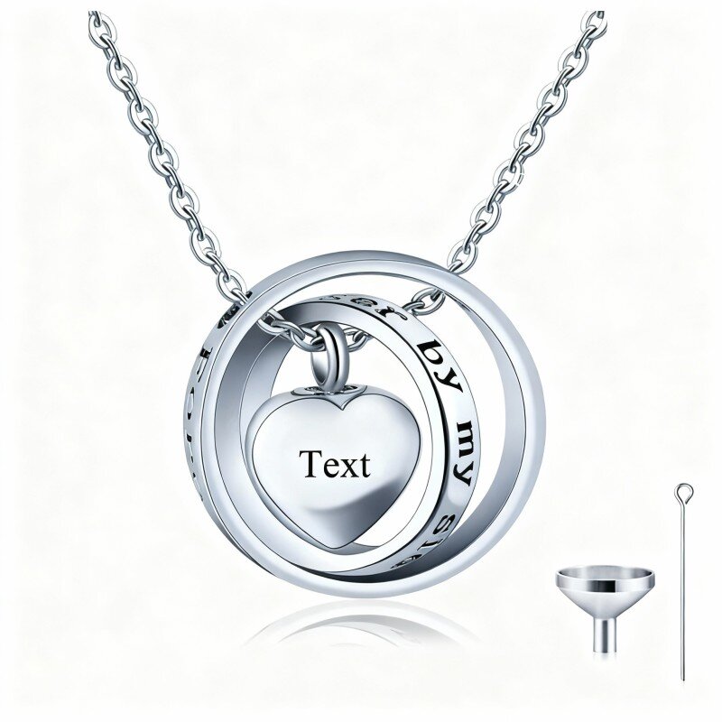 10K White Gold Personalized Engraving Urn Necklace for Ashes-1
