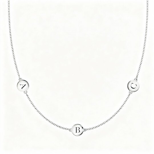 Colar com pendente inicial personalizada em ouro branco 10K