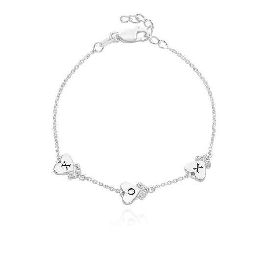 9K White Gold Cubic Zirconia Personalized Initial Letter Charm Bracelet