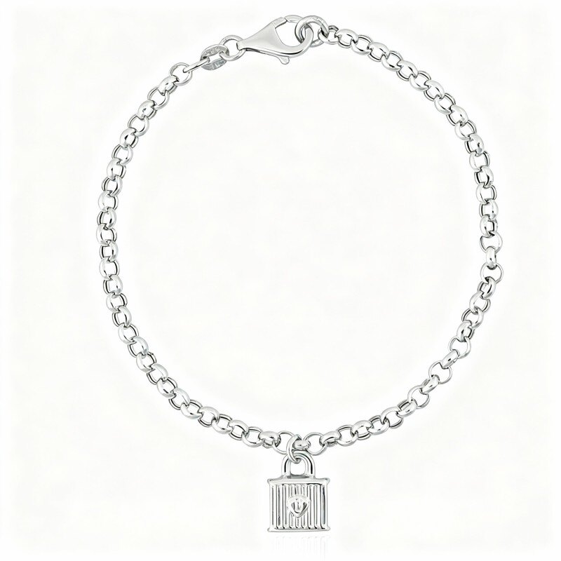 Pulsera con dije de inicial personalizada en oro blanco de 10 quilates-18