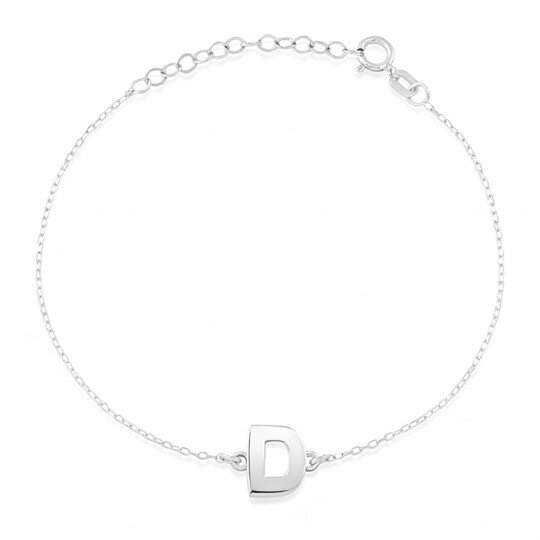 10K White Gold Personalized Initial Letter Charm Bracelet
