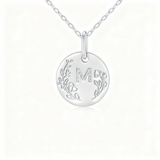 9K White Gold Personalized Initial Letter Coin Necklace