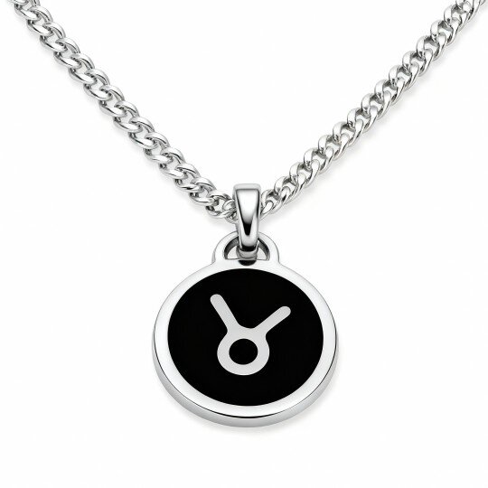 9K White Gold Personalized Initial Letter Pendant Necklace for Men