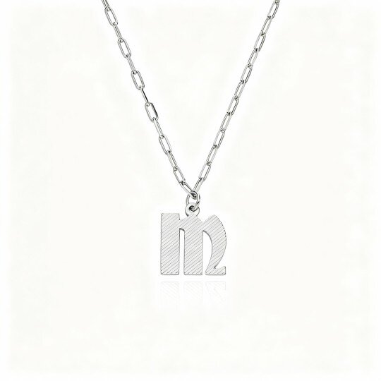 10K White Gold Personalized Initial Letter Pendant Necklace