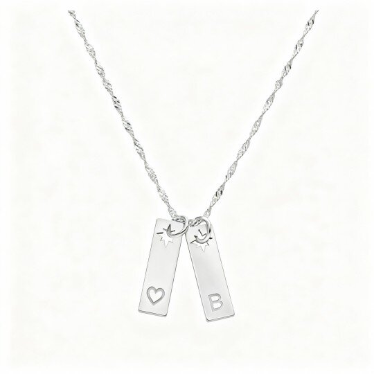 10K White Gold Personalized Initial Letter Pendant Necklace
