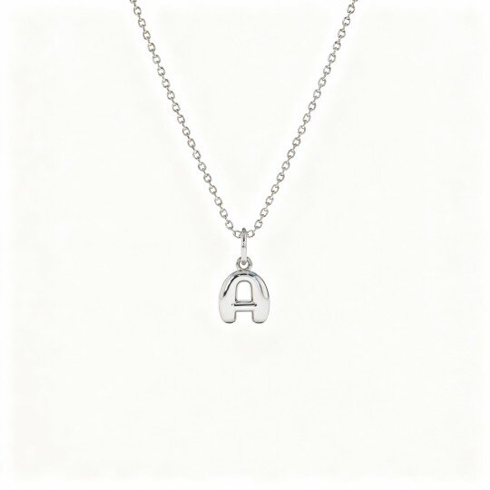 Collana con ciondolo con lettera iniziale personalizzata in oro bianco 10K