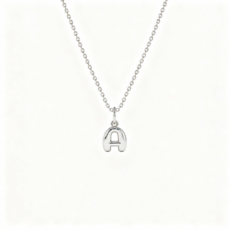 10K White Gold Personalized Initial Letter Pendant Necklace-1