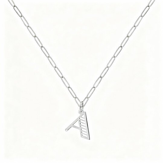 10K White Gold Personalized Initial Letter Pendant Necklace