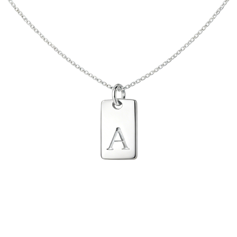 Collar con colgante de inicial personalizada en oro blanco de 10 quilates-1