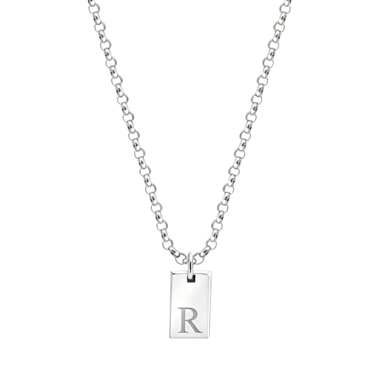 Collar con colgante de inicial personalizada en oro blanco de 10 quilates