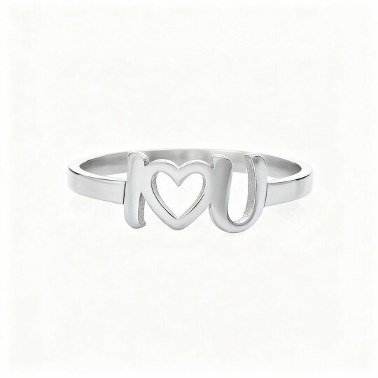 10K White Gold Personalized Initial Letter Ring