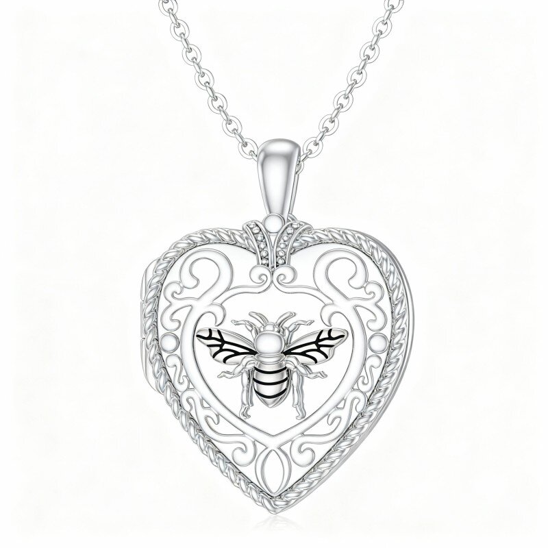 10K White Gold Personalized Photo & Heart Personalized Photo Locket Necklace-1