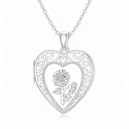 10K White Gold Personalized Photo & Heart Personalized Photo Locket Necklace