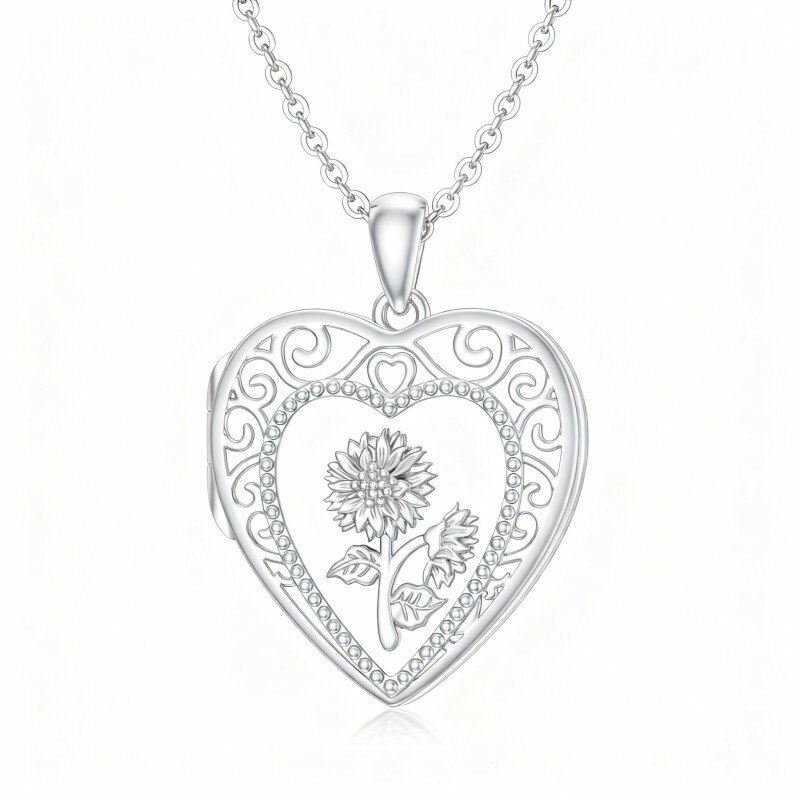 Personalisierte Foto- und Herz-Medaillon-Halskette aus 10-karätigem Weißgold-10