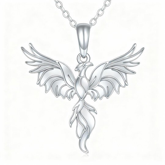 10K White Gold Phoenix Pendant Necklace