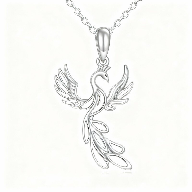 10K White Gold Phoenix Pendant Necklace-1