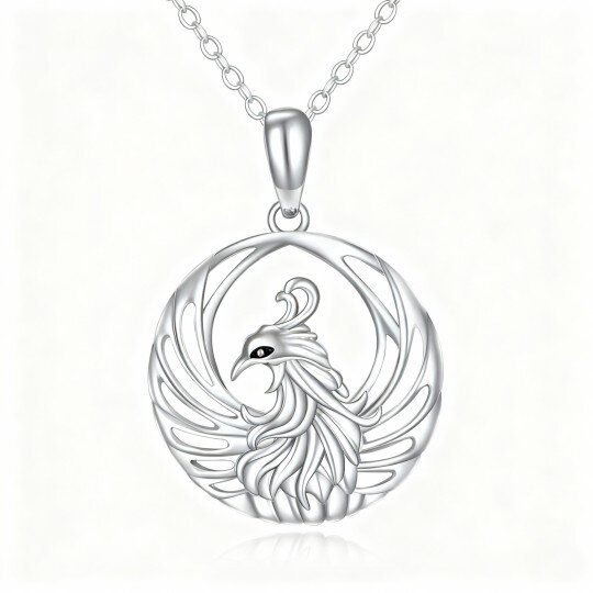 10K White Gold Phoenix Pendant Necklace