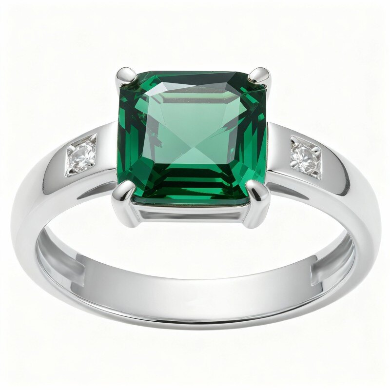 10K White Gold Princess Cut Engagement Ring-1