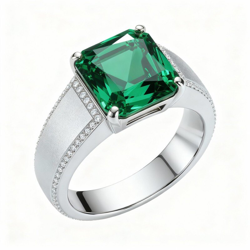 18K White Gold Princess Cut Engagement Ring-1