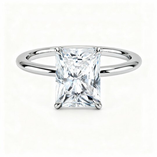 10K White Gold Princess Cut Moissanite Square Engagement Ring