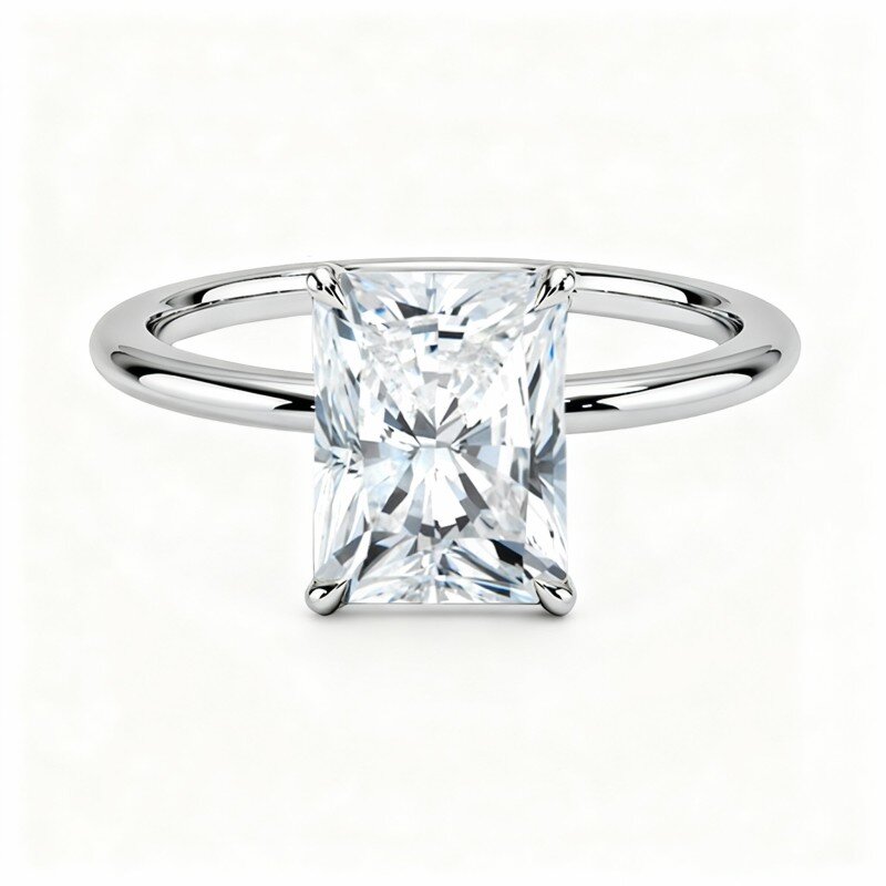 10K White Gold Princess Cut Moissanite Square Engagement Ring-1