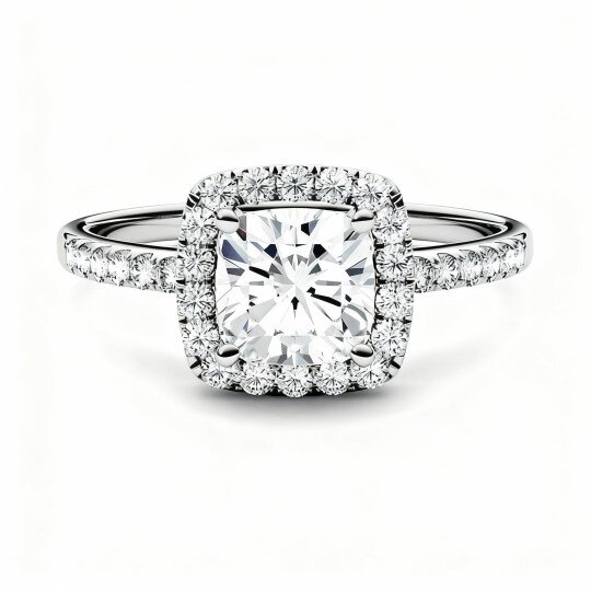 10K White Gold Princess Cut Moissanite Wedding Ring