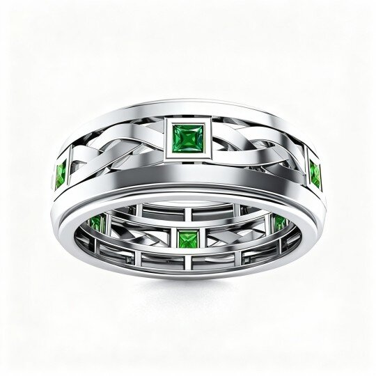 10K White Gold Princess Cut Ring for Men